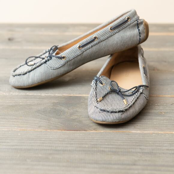 Talbots Seersucker Striped Driving Loafers Size 8 M Moccasins - Picture 3 of 13